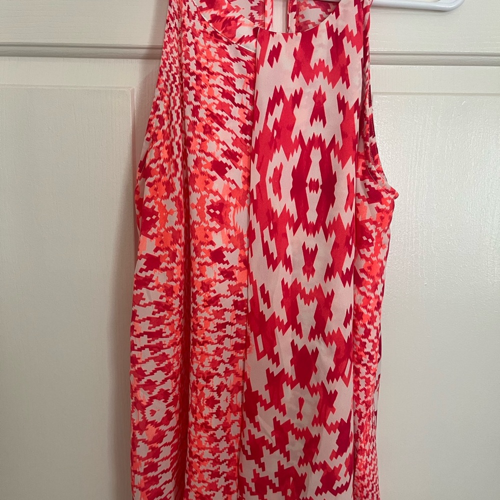 Skies Are Blue- Red and Orange Patterned Blouse